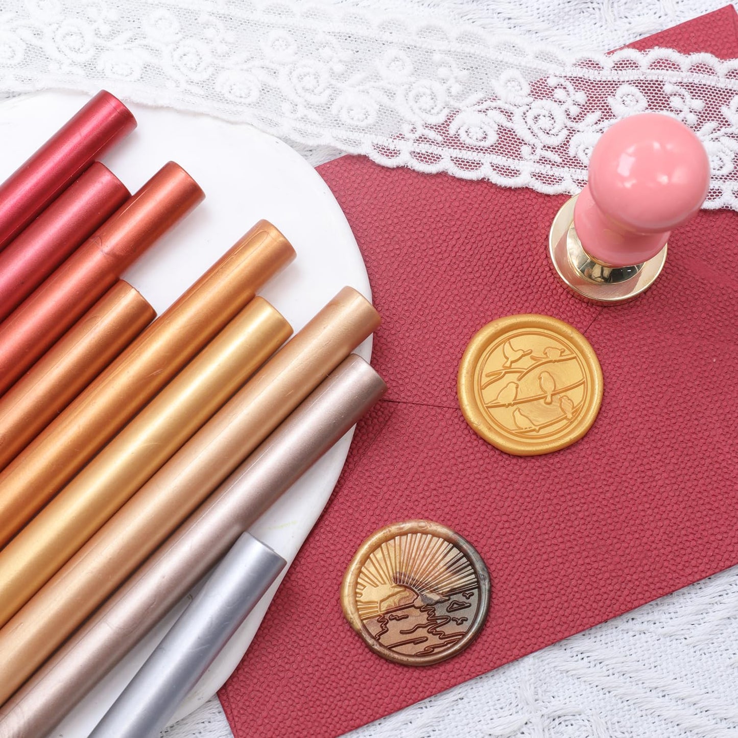 Rose Gold Wax Seal Sticks, 30pcs Sealing Wax Sticks, HOSEALING Glue Gun Wax Seal Sticks for Wax Seal Stamp, Premium Sealing Wax for Wedding Invitations, Letter, Envelope (Mini Size)