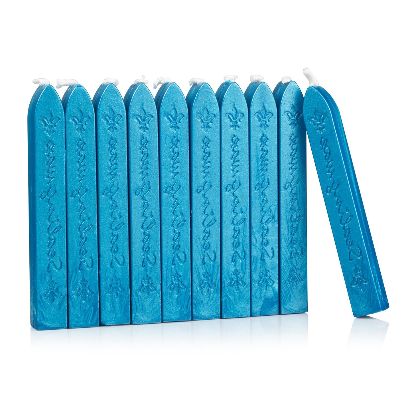 Mceal Sealing Wax Stick with Wick Flower De Luce of France Retro 10 Pieces Pack(Sky Blue)