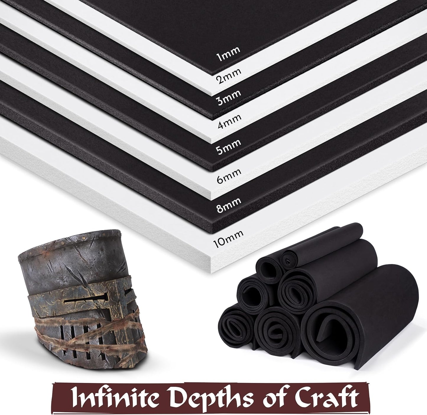 2-Pack Shape Retention EVA Cosplay Foam - 2mm Thick (Black) 14x39 inch High Density EVA Craft Foam Sheets - Premium 85 kg/m3 Heat Shape Material for DIY, Comic, Con or Halloween Costumes - The Foamory