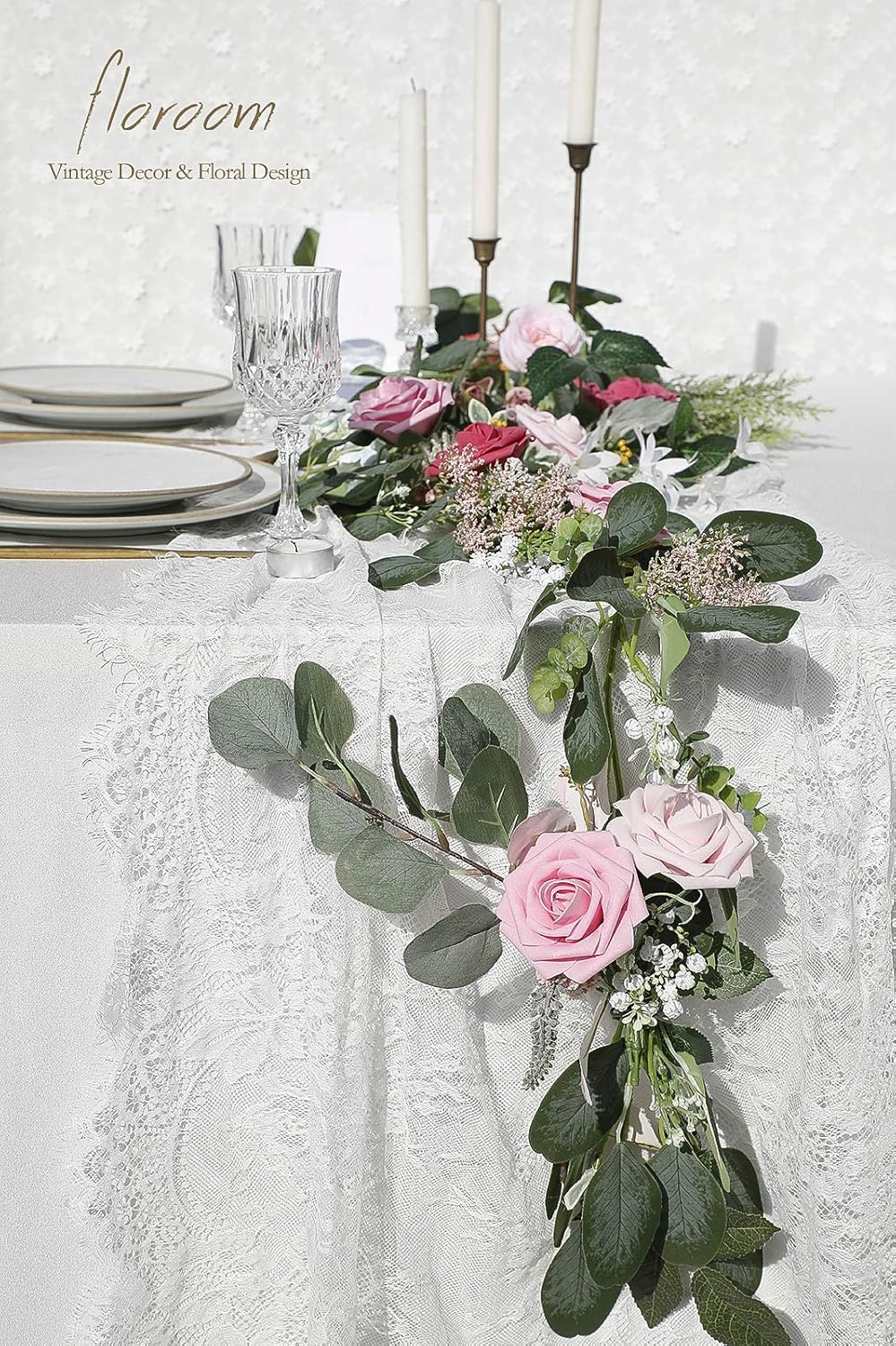 Floroom Artificial Flowers 25pcs Real Looking Blush Pink Ombre Colors Foam Fake Roses with Stems for DIY Wedding Bouquets Bridal Shower Centerpieces Floral Arrangements Party Tables Home Decorations