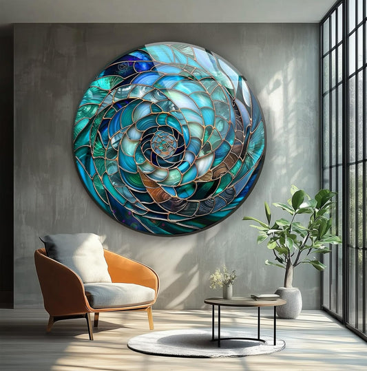 My Photostation.com 31.5''(80cm) Diameter Ocean Vortex Spiral Round Glass Wall Art Tempered Glass Printing Wall Decor Large Wall Art Wall Hangings