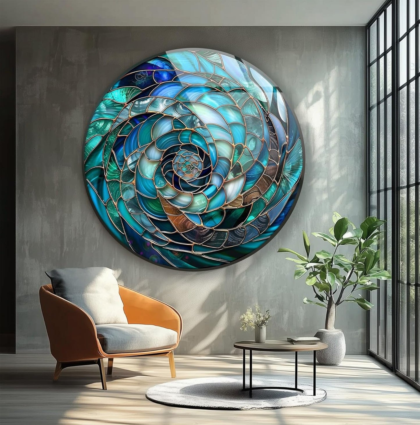 My Photostation.com 39,4''(100cm) Diameter Ocean Vortex Spiral Round Glass Wall Art Tempered Glass Printing Wall Decor Large Wall Art Wall Hangings