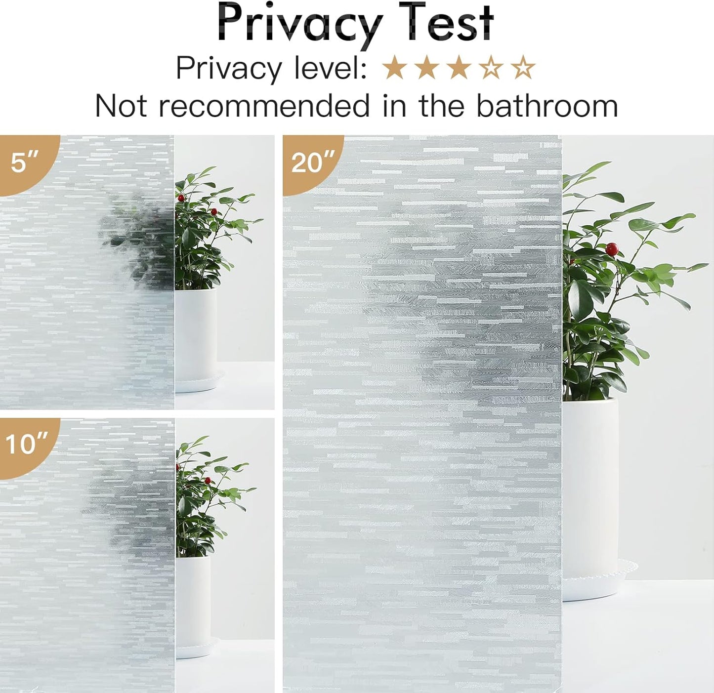Haton Window Privacy Film, Frosted Glass Static Cling Sun Heat Blocking Window Clings, Frosting Opaque Coverings, Vinyl Removable Stickers Tint for Home Door Office, Non Adhesive 17.5" x 157.4"