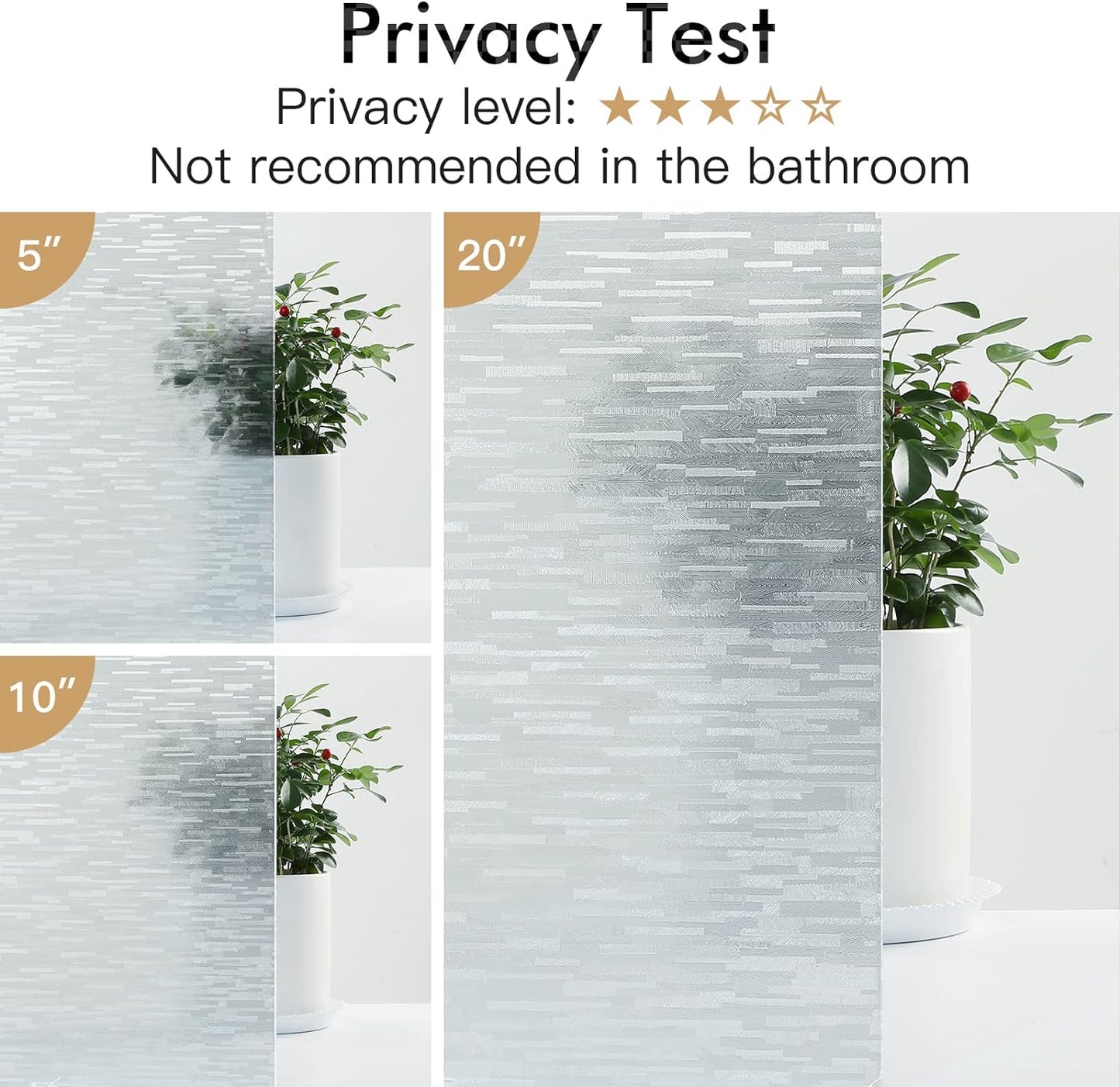 Haton Window Privacy Film, Frosted Glass Static Cling Sun Heat Blocking Window Clings, Frosting Opaque Coverings, Vinyl Removable Stickers Tint for Home Door Office, Non Adhesive 23.6" x 78.7"