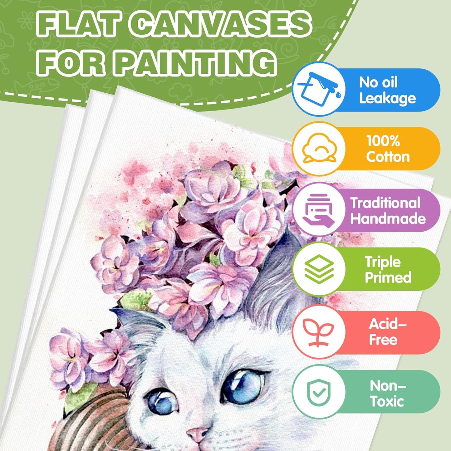 ESRICH Canvas for Painting 16x20 Inch, 6 Pack Canvas Boards for Painting Cotton Primed Acid Free Large Blank Canvas Panels for Oil Paint, Watercolor, Acrylic Paint, Gouache and Tempera.