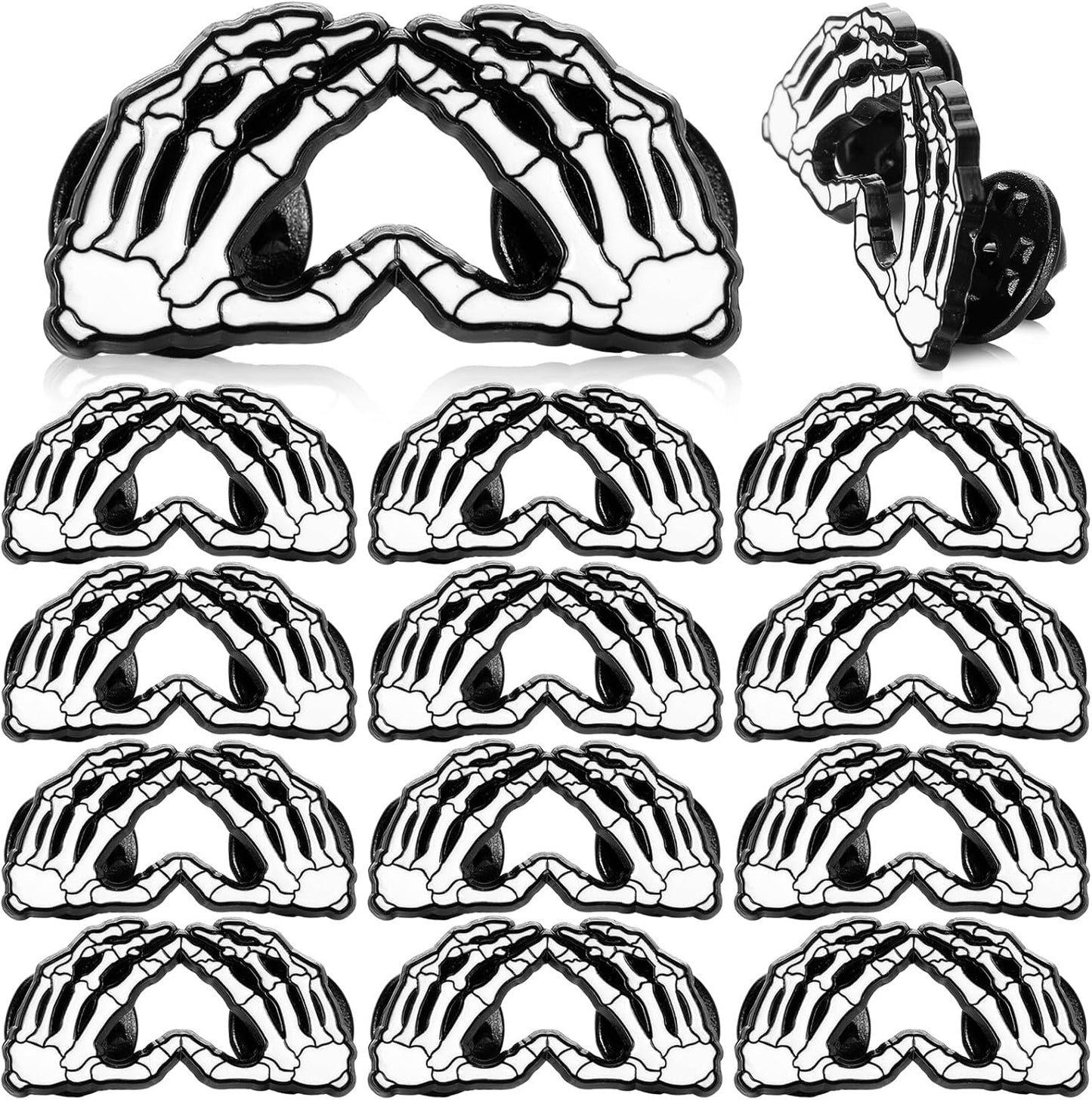 Cunno Halloween Skeleton Enamel Pins Halloween Gesture Heart Hand Pin Skeleton Gesture Brooch Birthday Gift for Women