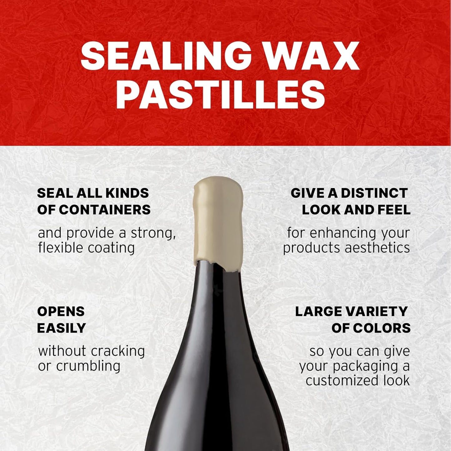 Blended Waxes, Inc. Bottle Sealing Wax, Pastille Wax Seal Beads For Wine, Beer, and Liquor Bottle Sealing, Seals Between 25-30 Bottles, 1 lb, Ivory Pearl