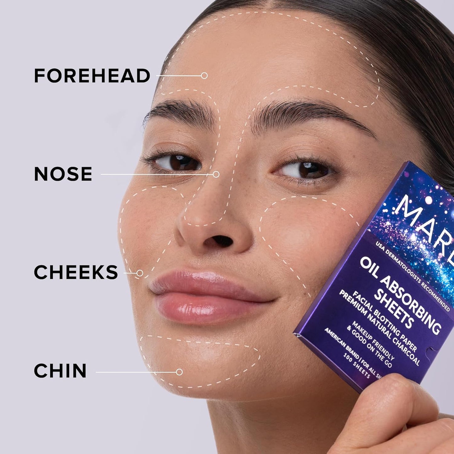MAREE Oil Blotting Sheets for Face (100 Sheets) - Mineral Blotting Papers For Face with Bamboo Charcoal - Maximum Absorption & Shine Control - Makeup-Friendly Wipes for Oily Skin