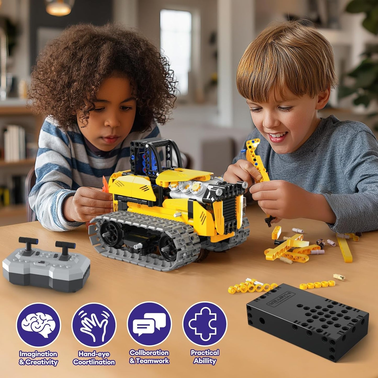5 in 1 STEM Robot Toy Building Kit, 452 PCS Blocks App & Remote Control Engineering Toys Robotics for Kids Ages 8-12, RC Bulldozer Erector Sets for Boys Girls 6 7 9 10 11 13 14+ Birthday Gifts