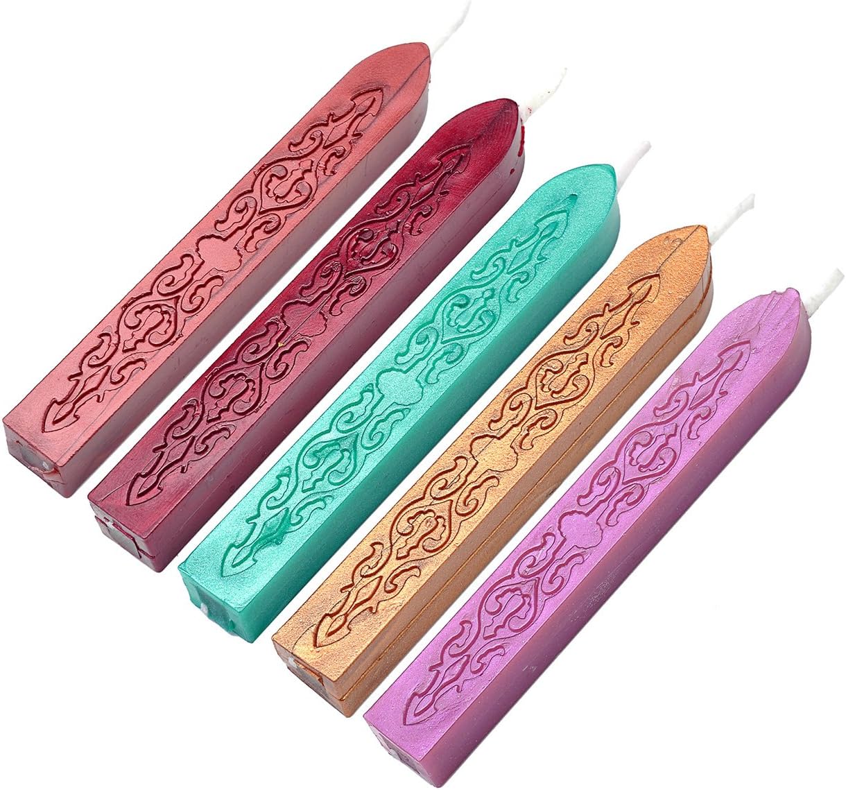 Wax Seal Sticks, Yoption 5 Pcs Totem Fire Manuscript Sealing Seal Wax Sticks with Wicks Multi-Color Cord Wick Sealing Wax for Postage Letter Retro Vintage Wax Seal Stamp (Five Mix Color)