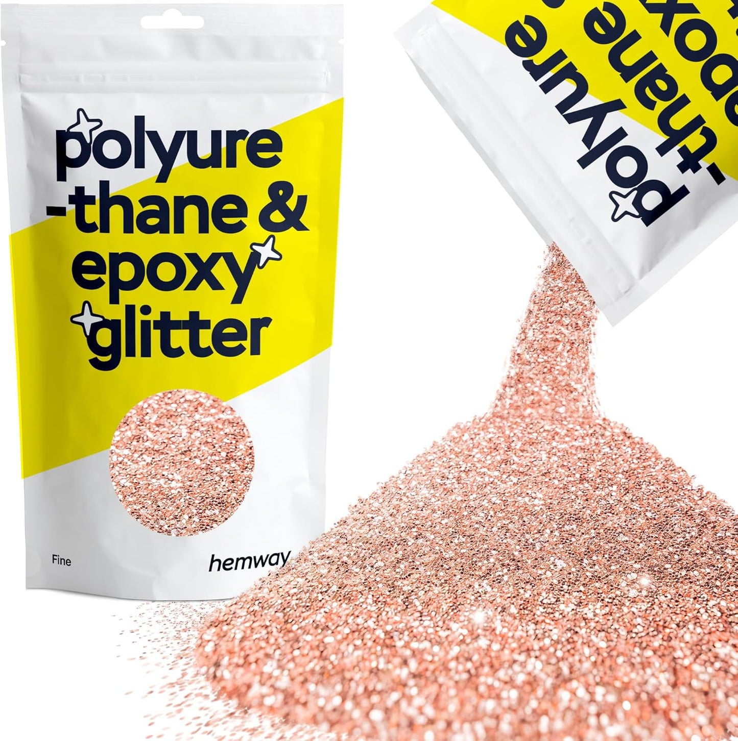 Hemway Polyurethane & Epoxy Resin Glitter 100g / 3.5oz Metallic Crystal Flake Additive for Flooring Jewelry Tumblers Glass Pigment - Fine (1/64" 0.015" 0.4mm) - Rose Gold