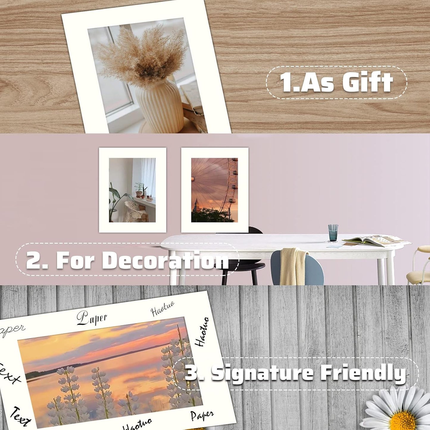 HOTUO 10 Pack 5x7 Ivory Picture Mats, 4 Ply Thickness Frame Mattes for 4x6 Photo, Photo Mat with Core Bevel Cut, for Frames/Artwork/Print/Pictur