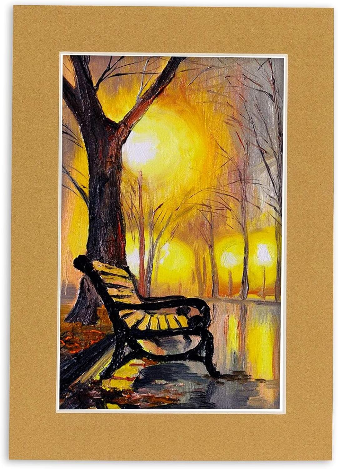 8x10 Mat Bevel Cut for 5.5x8.5 Photos - Acid Free Rattan Beige Precut Matboard - For Pictures, Photos, Framing - 4-ply Thickness