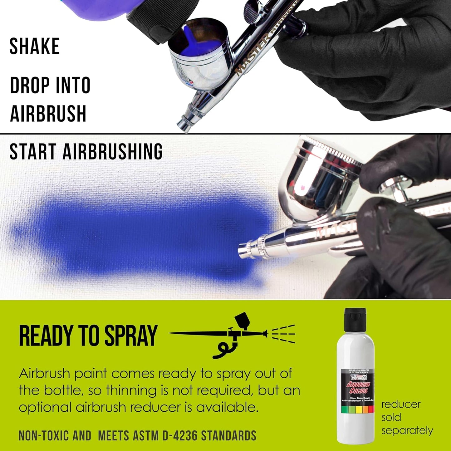 U.S. Art Supply Opaque Chartruesse Acrylic Special Effects Airbrush Paint - 8oz Ready to Spray Air Brush Paint for Nails, Models, Fabric - Water-Based Air Brush Painting