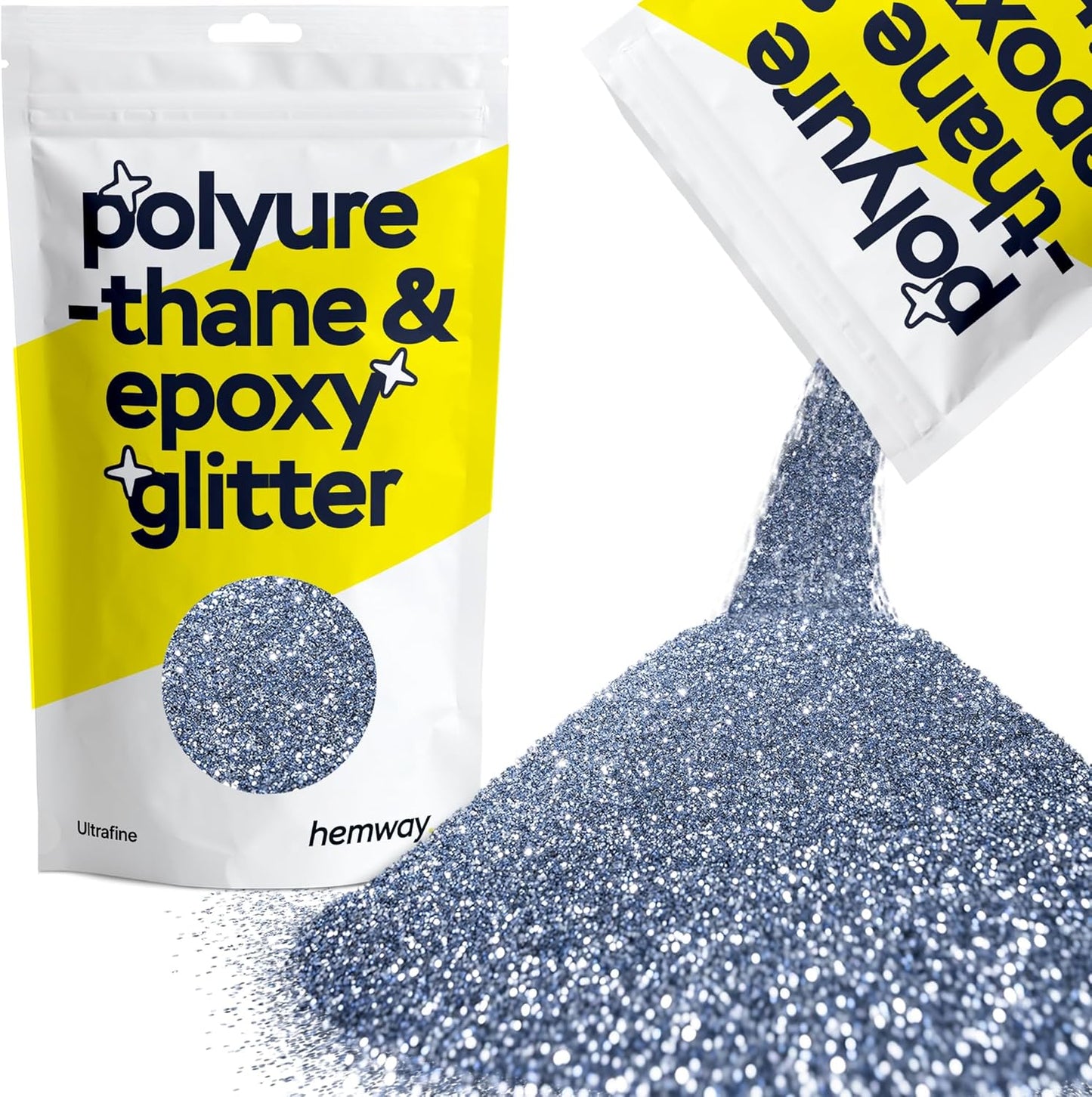 Hemway Polyurethane & Epoxy Glitter Metallic Crystal Flake Additive for Flooring, Jewellery Making, Tumblers and Resin 100g / 3.5oz - Ultrafine (1/128" 0.008" 0.2mm) - Azure Blue
