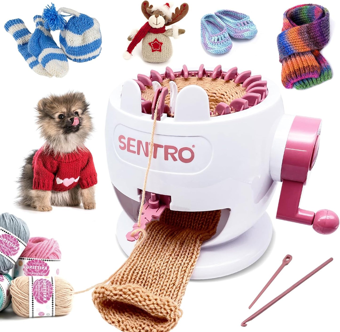SENTRO Knitting Machine, 22 Needle Knitting Machines, Smart Knit Loom Machine, Circular Weaving Crochet Knitting Loom Machine Kit, DIY Knitting Crochet Machine for Adults and Kids ﻿