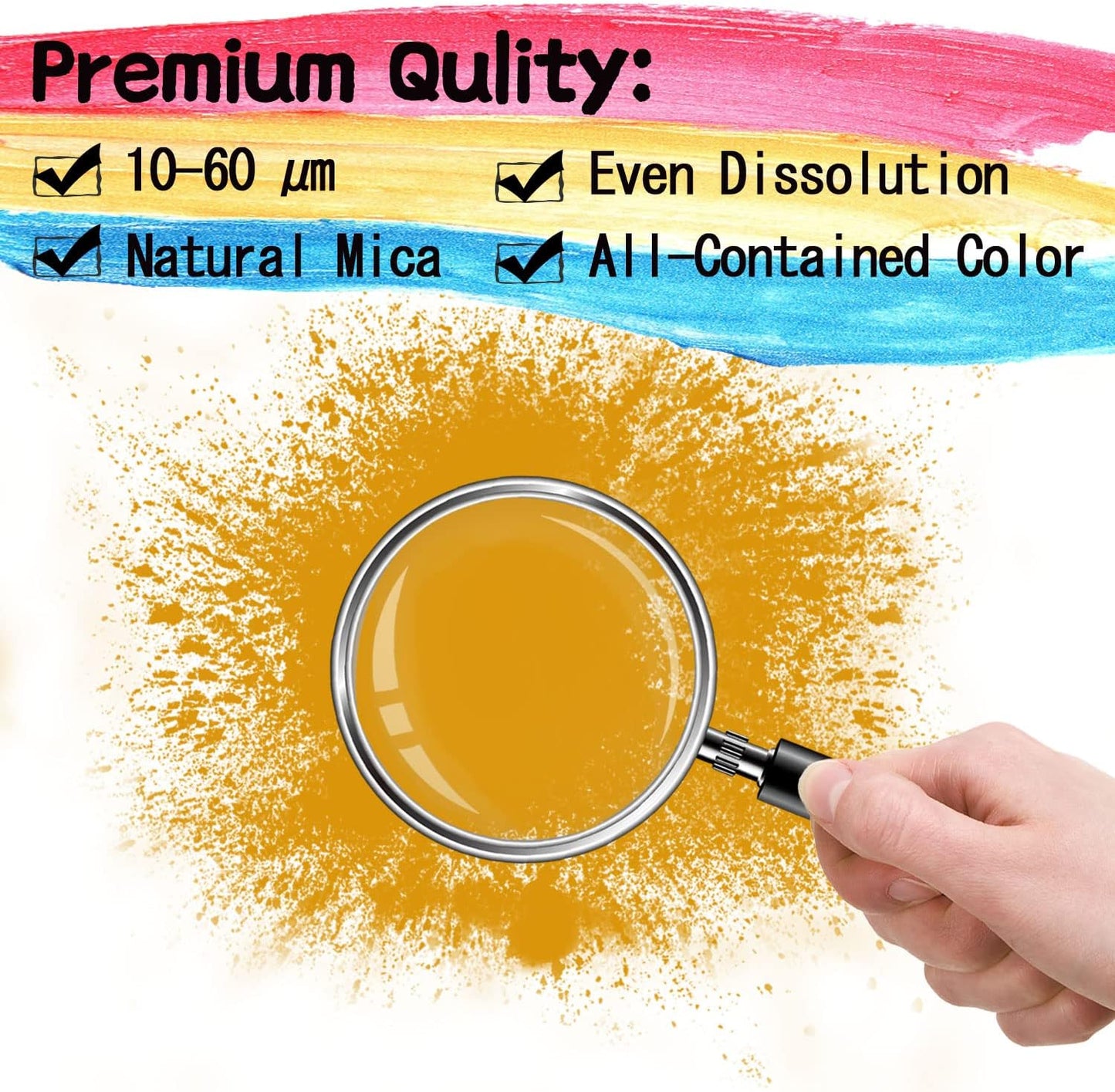 Mica Powder - 60g Mica Powder for Epoxy Resin - Pearl Pigment Powder Dye for Resin/Eye Shadow/Soap Making/Nails/Bath Bombs etc. (Glod)