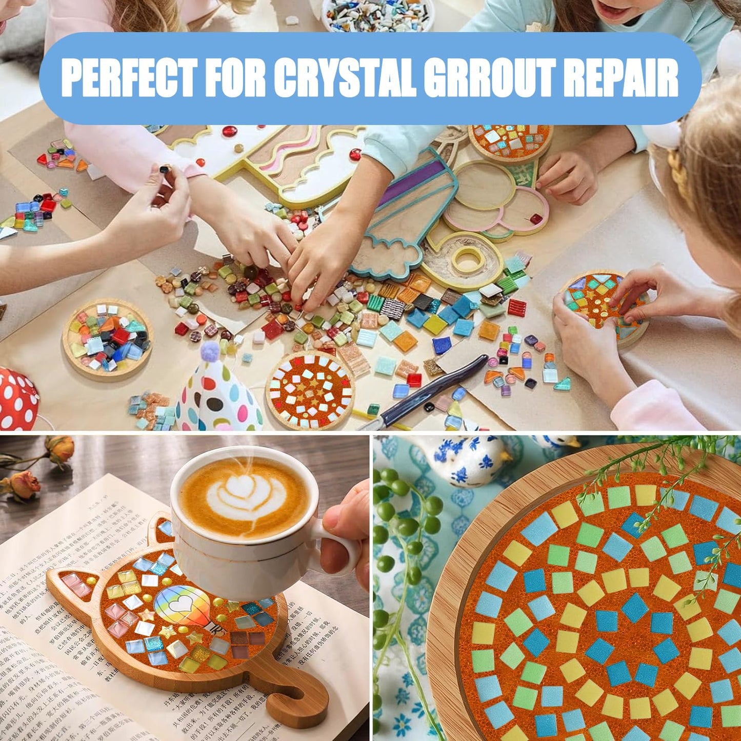 Mosaic Crystal Grout, Mosaics Tile Tools, Mosaic Tile Accessories – Essential for Handmade Grouting and Perfect for DIY Craft Projects (Orange Red, 8.8oz)