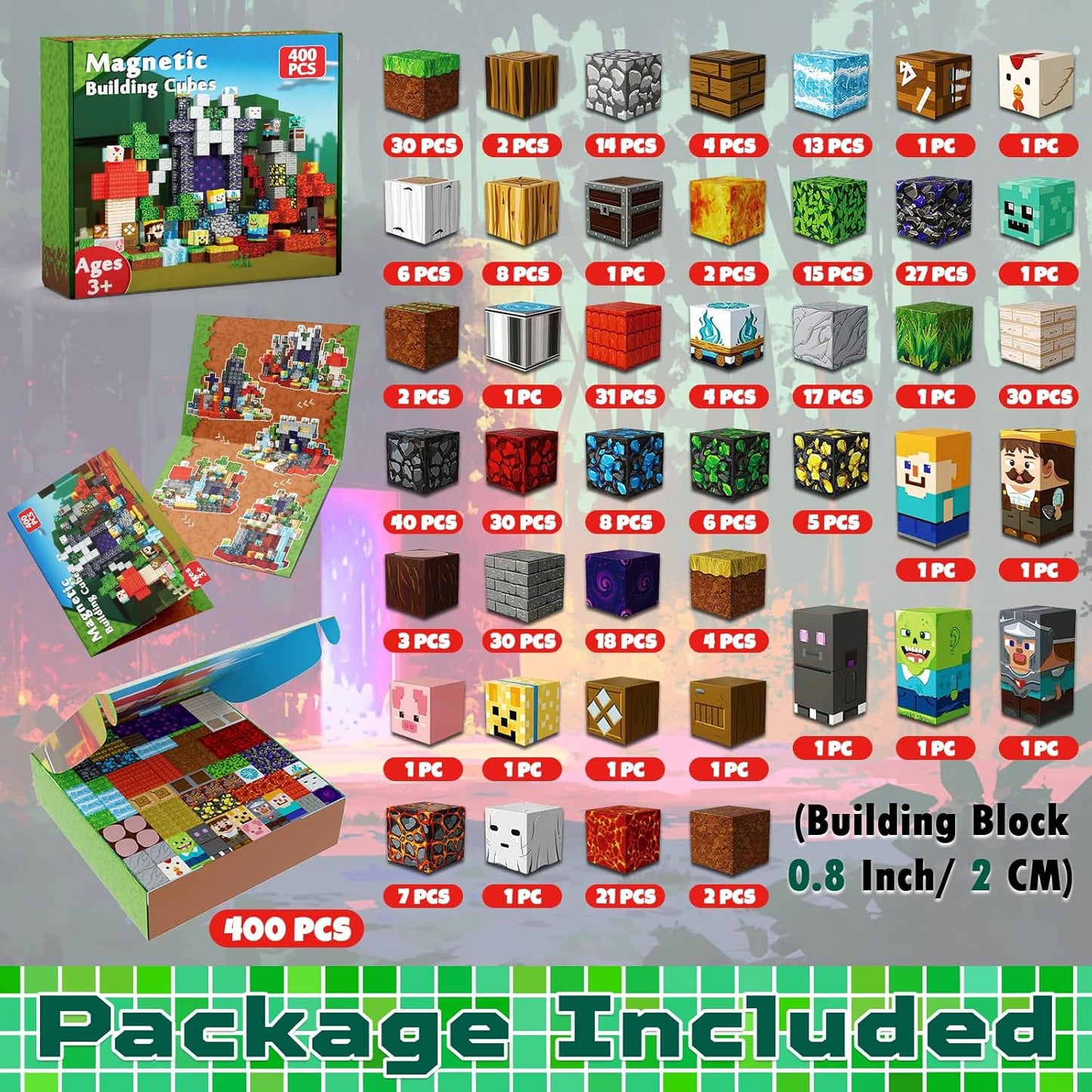 400 PCS Magnetic Blocks - Building Block for Kids Ages 4-8, Magnet Blocks Cubes Tiles Constructions Toys Girl Boy, STEM Educational Montessori Stacking Toy, Sensory Play Game Preschool Learning Gifts