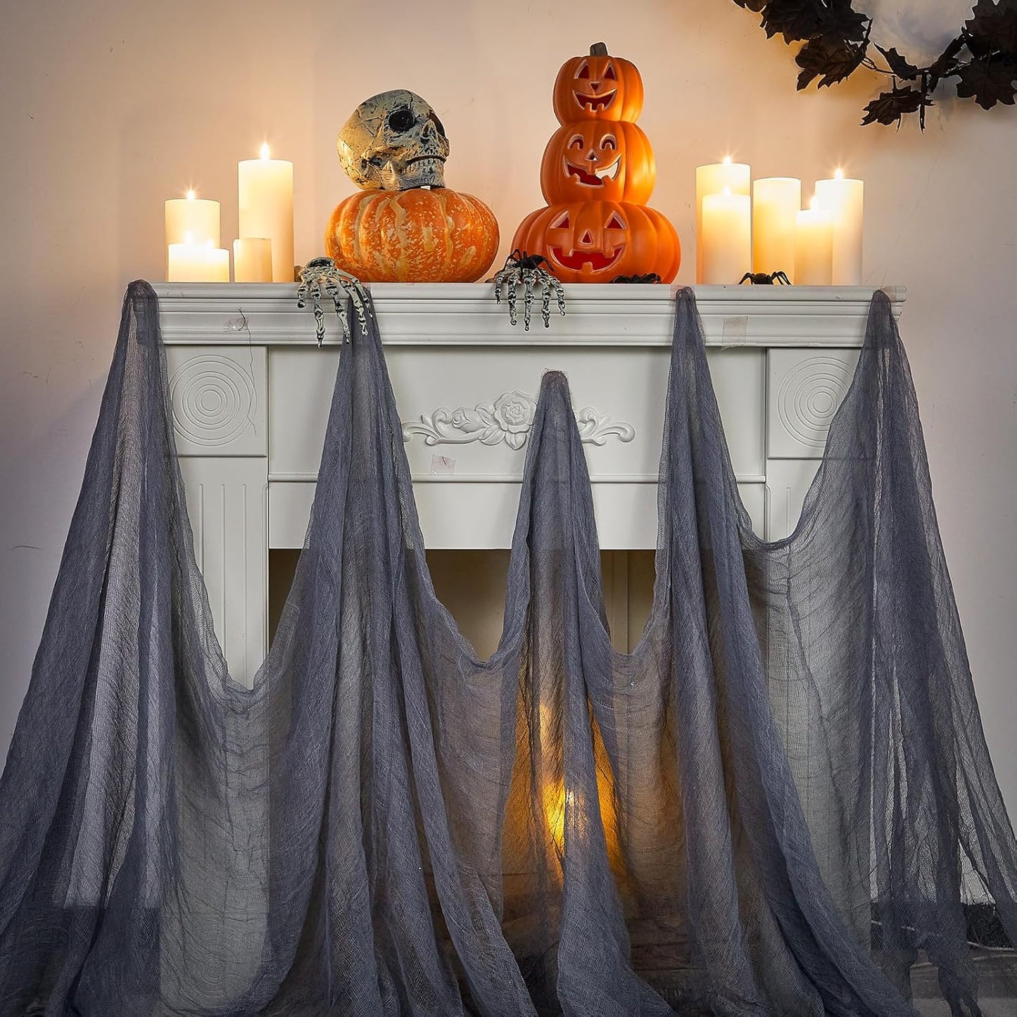 Boao Halloween Cheese cloth 84.65 x 590.55 Inch Gray Cheesecloth Roll for Crafts Large Cotton Muslin Gauze Fabric for Halloween Outdoor & Indoor Spooky Decoration