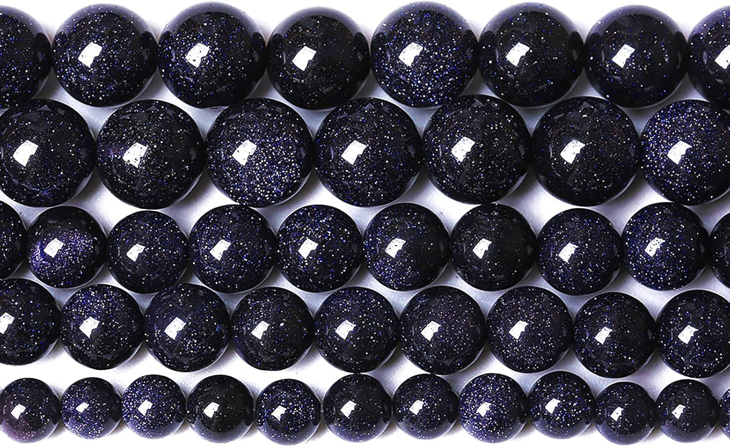 60PCS 6mm Starry Blue Sandstone Gemstone Beads Beads Natural Stone Round Loose Beads for Jewelry Making DIY Bracelet Necklace 15" Inch
