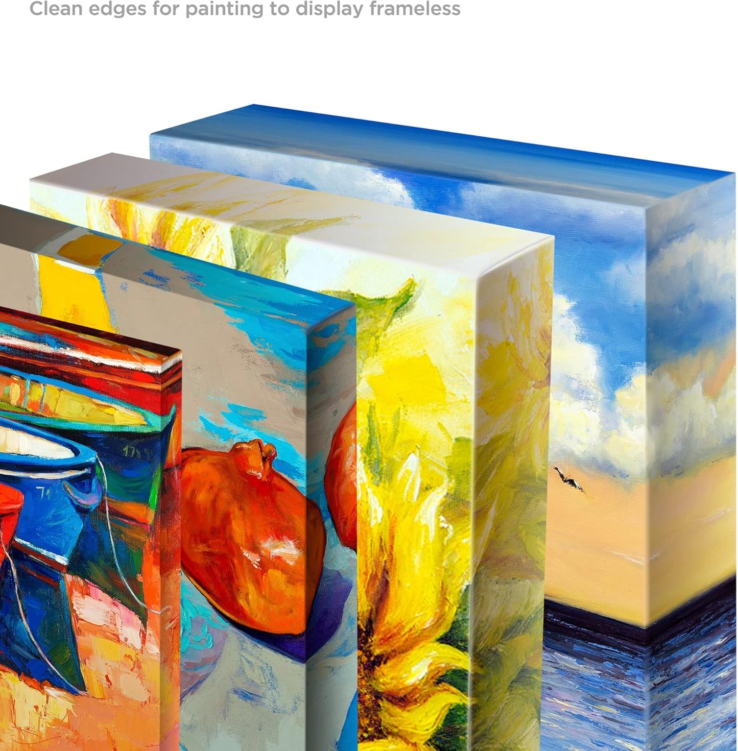 Creative Mark The Edge Deluxe Cotton 1-1/2" Deep Stretched Canvas for Painting, 10x15 Pack of 3, 14oz. Primed Weight, Universal Archival Priming, Medium Tooth, Hand-Stretched Canvas for Painters