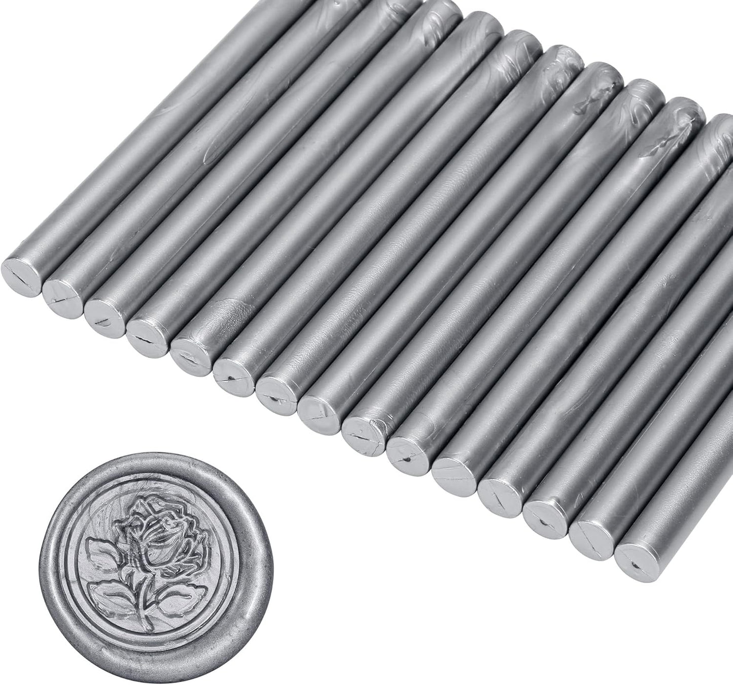Yoption 15 Pieces Glue Gun Sealing Wax Sticks for Wax Seal Stamp, Great for Wedding Invitations, Cards, Envelopes (Silver)