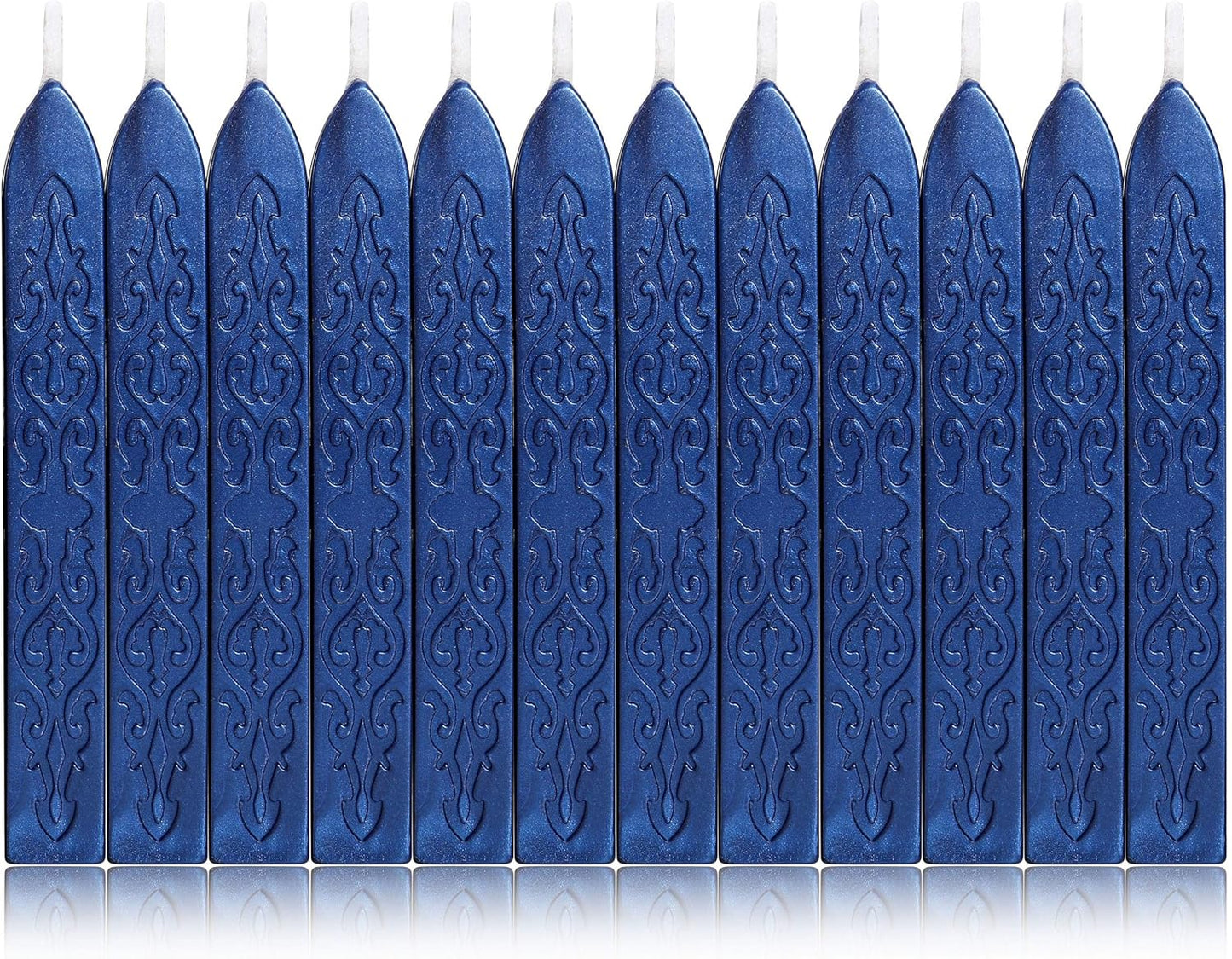 Yoption 12Pcs Sealing Wax Sticks with Wicks, Antique Blue Totem Fire Manuscript Seal Wax Sticks for Wax Seal Stamp (Blue)