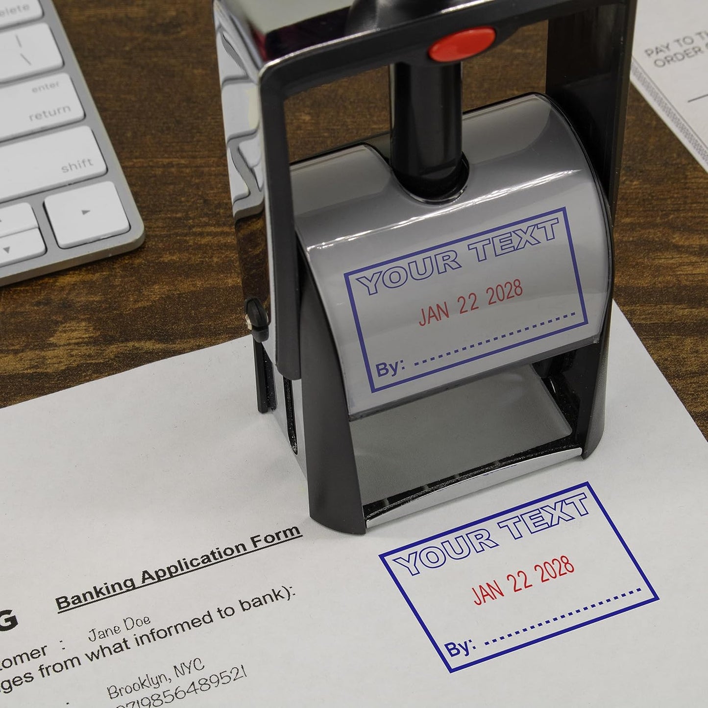 MaxMark Heavy Duty Self Inking Date Stamp with Phrase Received - Red Ink