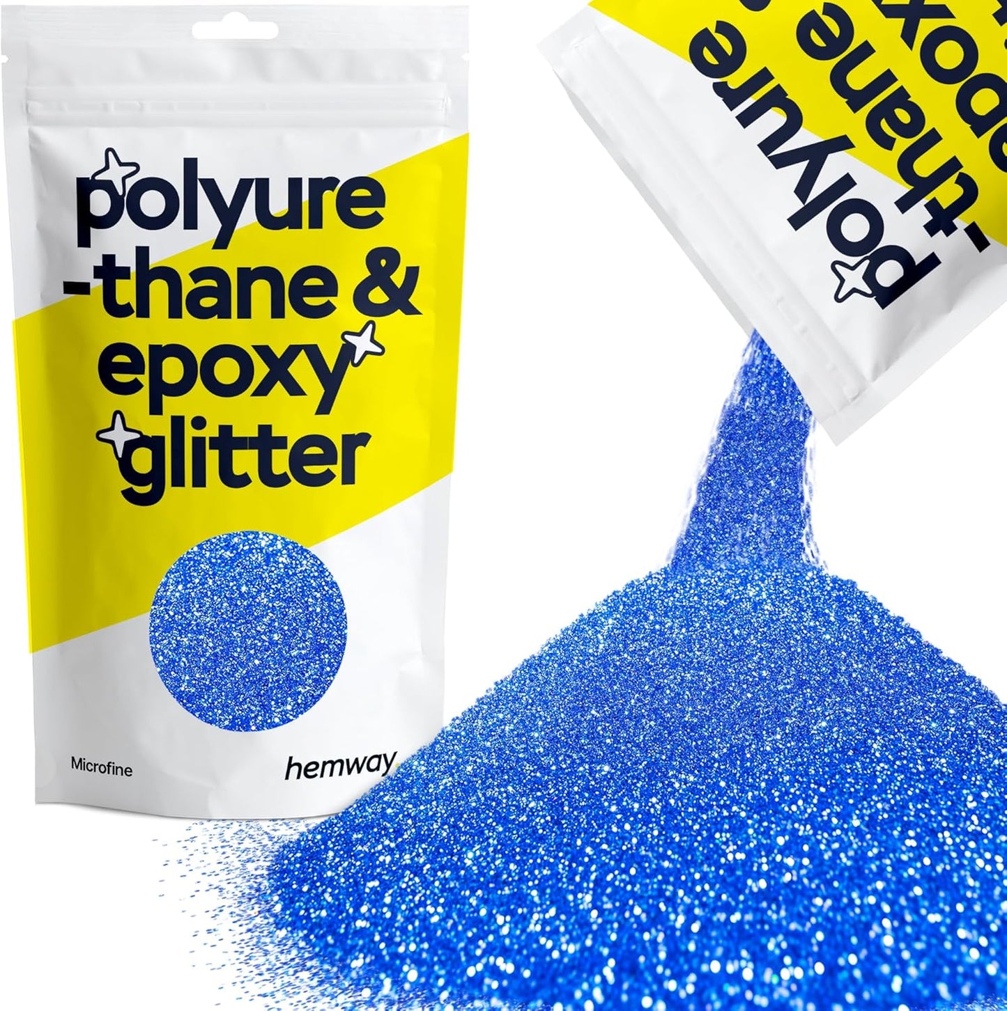 Hemway Polyurethane & Epoxy Resin Glitter 100g / 3.5oz Metallic Crystal Flake Additive for Flooring Jewelry Tumblers Glass Pigment - Microfine (1/256" 0.004" 0.1mm) - Sapphire Blue