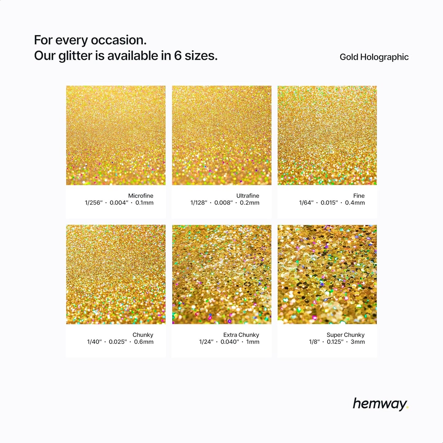 Hemway Polyurethane & Epoxy Resin Glitter 100g / 3.5oz Metallic Crystal Flake Additive for Flooring Jewelry Tumblers Glass Pigment - Microfine (1/256" 0.004" 0.1mm) - Gold Holographic