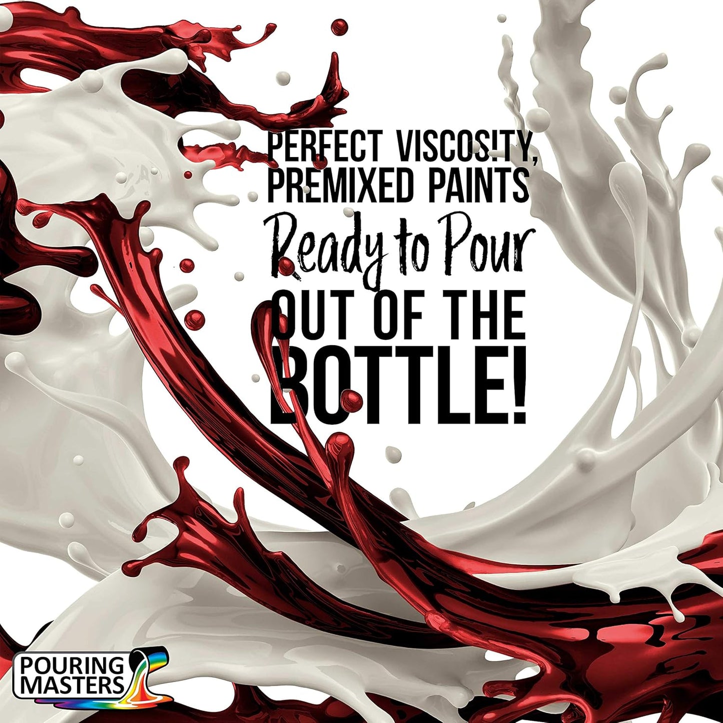 POURING MASTERS Crimson Red Acrylic Ready to Pour Pouring Paint - Premium 64-Ounce Pre-Mixed Water-Based - for Canvas, Wood, Paper, Crafts, Tile, Rocks and More