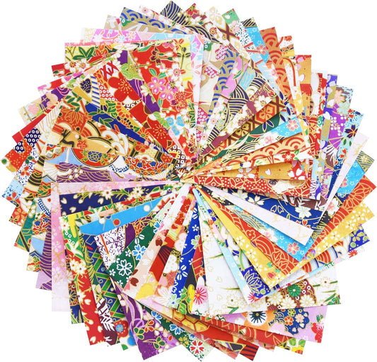 50 Origami Paper Yuzen Washi Paper Different Patterns Japanese Print 3x3 inches for Wedding Decor Japanese Designs, Mixed Patterns for Origami, Scrapbooking, DIY Gifts Origamipolly