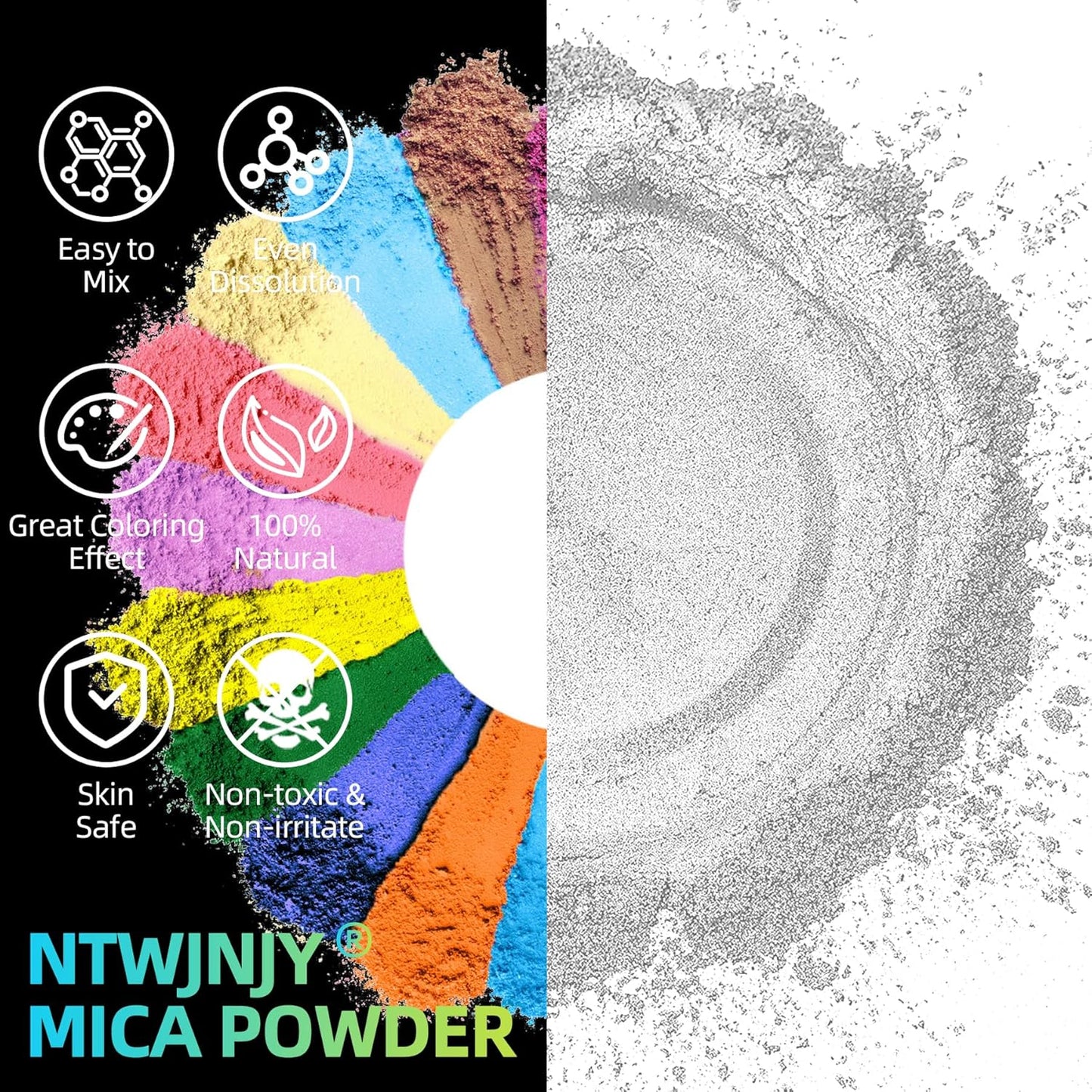 Pearl White Mica Powder for Epoxy Resin，Natural Shimmer Mica Powder Used for Coloring Resin Artwork, car Spray Paint, Candles, soap, Eye Shadow, Lip Gloss, Nail Polish(50g/1.7oz)