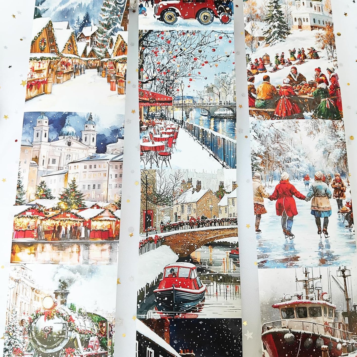 Washi Tape Set,3 Rolls City Landscape Stickers for Journaling,Christmas Washi Tape Stickers for Junk Journal Supplies,Scrapbooking,Notebook,Phone Case,DIY Craft(Victoria)