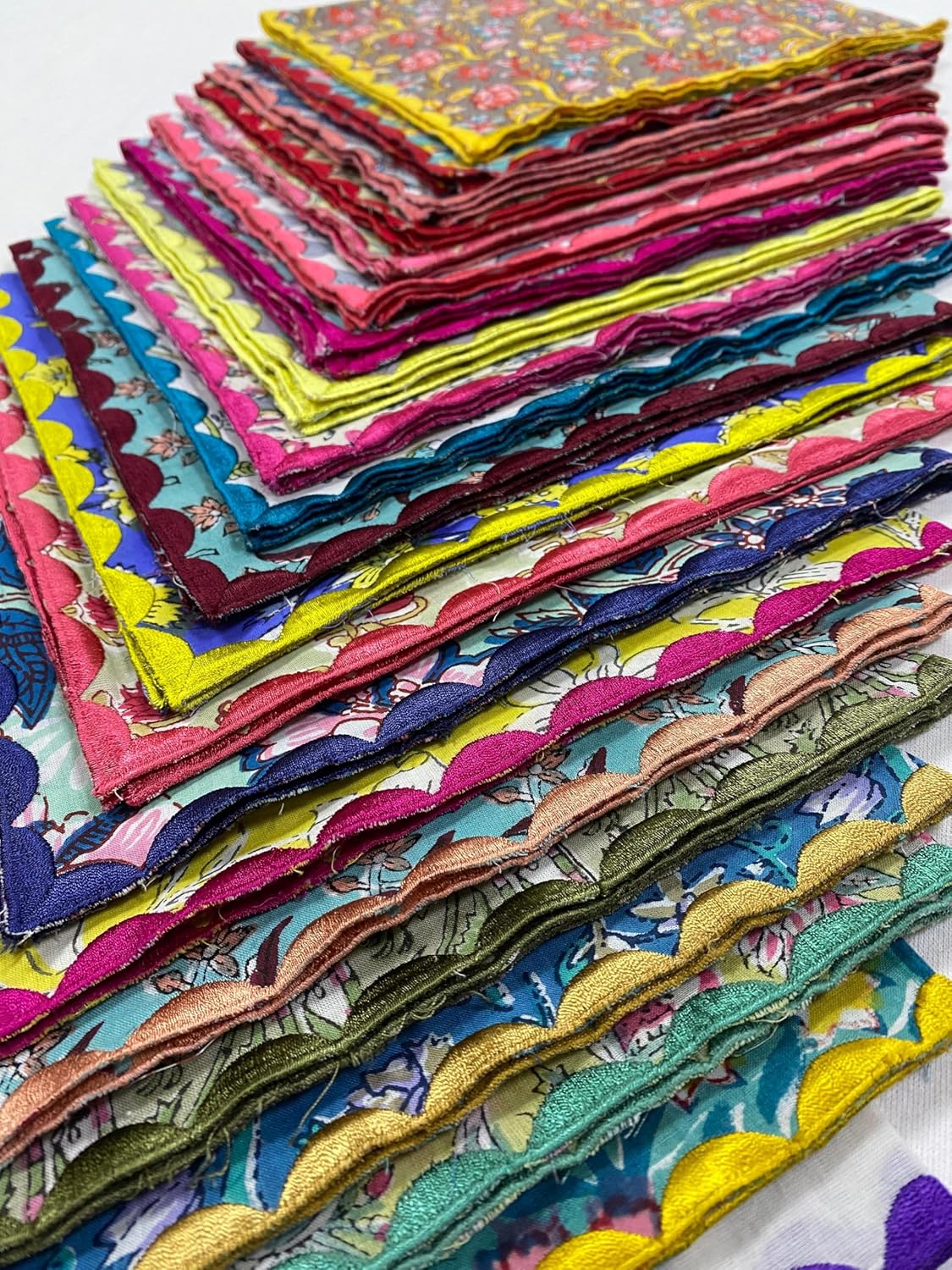 Ridhi Mix Random Hand Block Print Napkins 18" x 18" Set of 6 Reusable Cotton Dinner Napkins for Weddings, Parties & Everyday Dining, Thanksgiving, Christmas, Fall