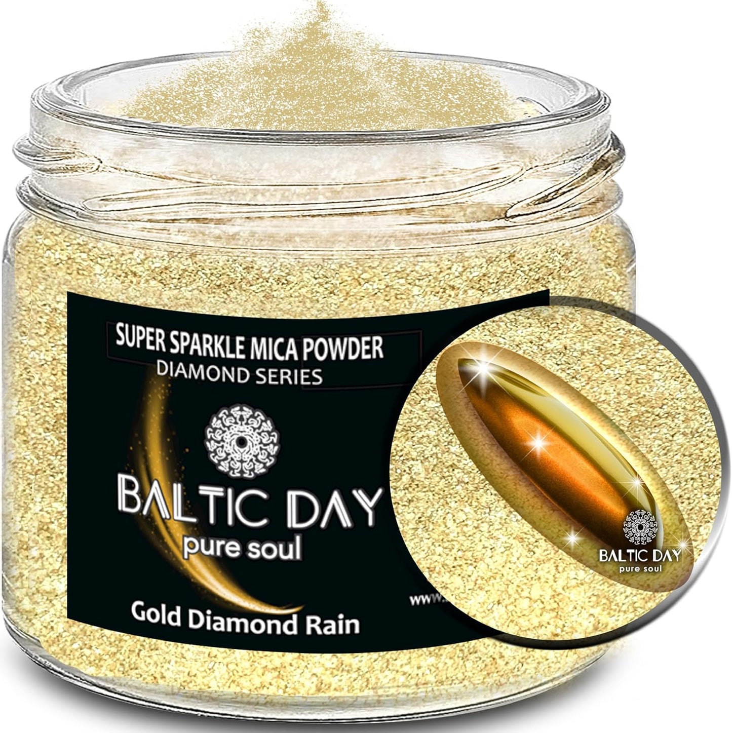 BALTIC DAY - Diamond Dust for Crafts [ Gold Diamond Rain ] - Sparkle Glitter Mica Powder - Resin Glitter - Mica Powder for Epoxy Resin - Shimmer Pigment - Diamond Dust