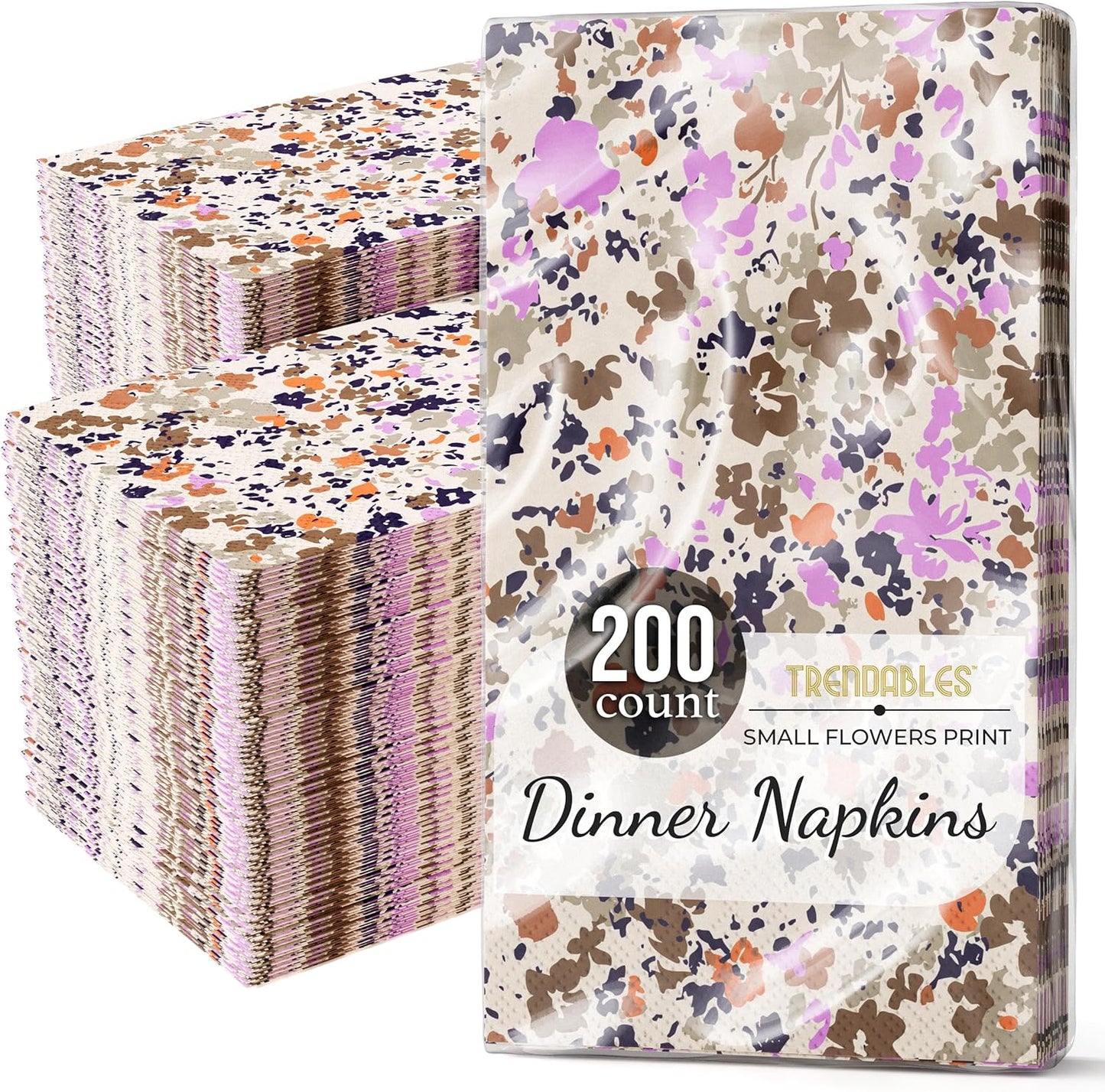 Trendables Floral Napkins for decoupage 200 Pcs 3 Ply floral paper napkins decorative Guest Towels Disposable Bathroom, Flower Design For Tea Party Decorations, Dinners & Weddings