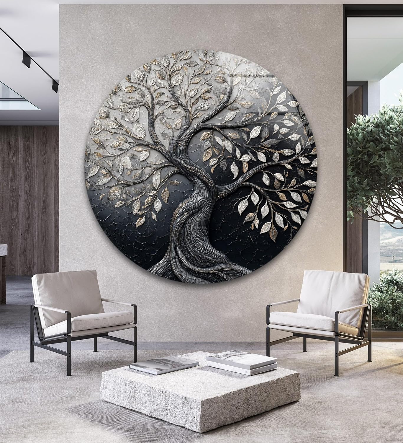 My Photostation.com 20''(50cm) Diameter Twilight Tree of Life Round Glass Wall Art Tempered Glass Printing Wall Decor Large Wall Art Wall Hangings
