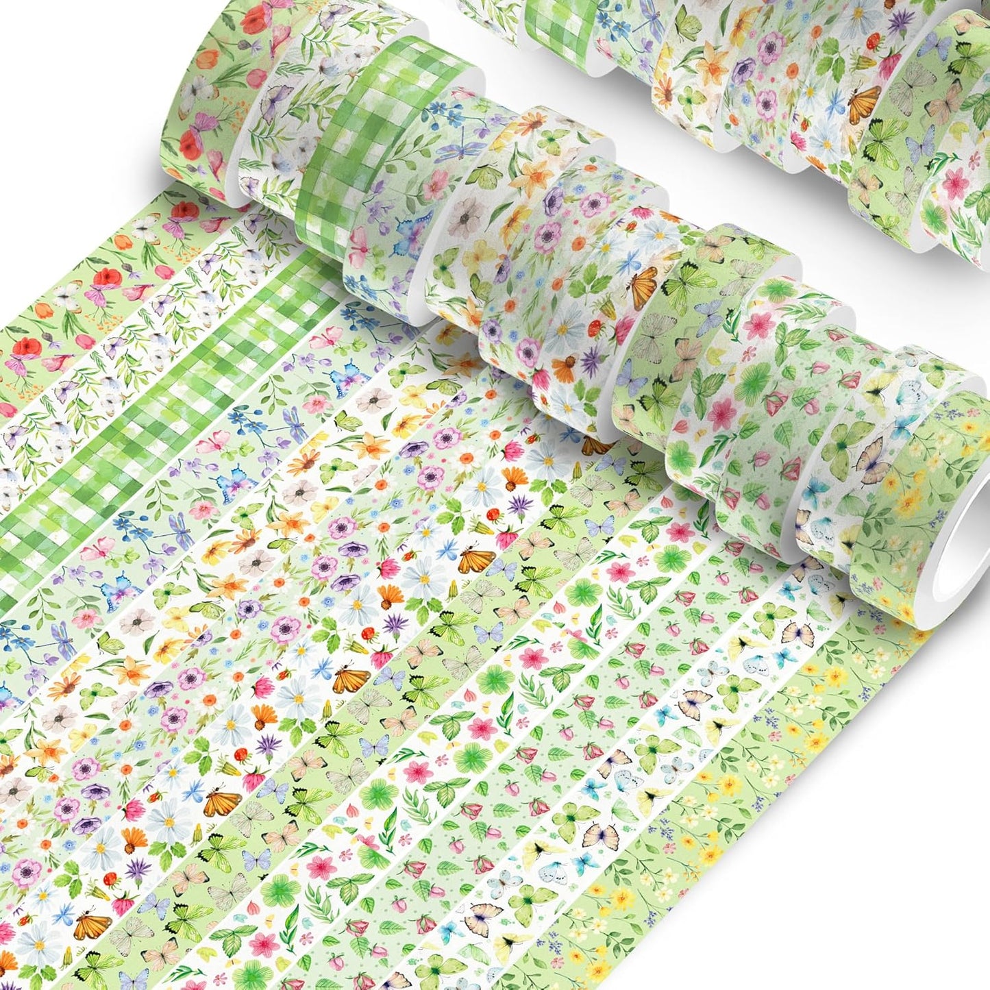 Adirasenotek Floral Washi Tape Set 12 Rolls,Flower Butterfly Washi Tape Decorative Paper Stickers Decorative Tape,DIY Art Crafts Wrapping Decor for Gifts Wrapping