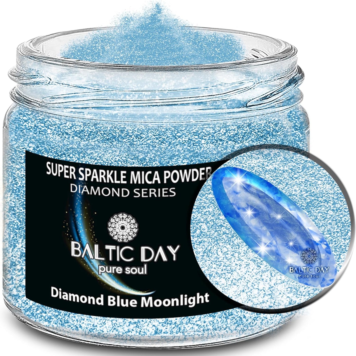 BALTIC DAY - Sparkle Mica Powder [ Diamond Blue Moonlight ] - Blue Glitter Mica Powder - Resin Glitter for Epoxy Resin - Diamond Dust for Crafts