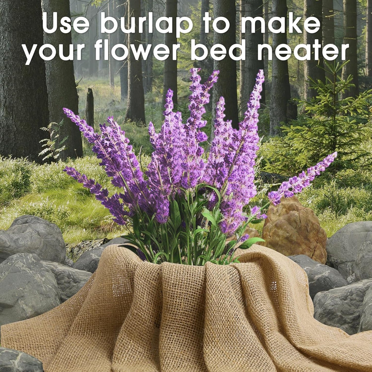 Burlap Fabric - Garden Burlap Fabric Roll Natural Jute Outdoor Fabric Burlap Weed Barrier Trees Trunk Wrap for Crafts Farmhouse Gardening Table Decor for Crafts (19.7" x 5 Feet)