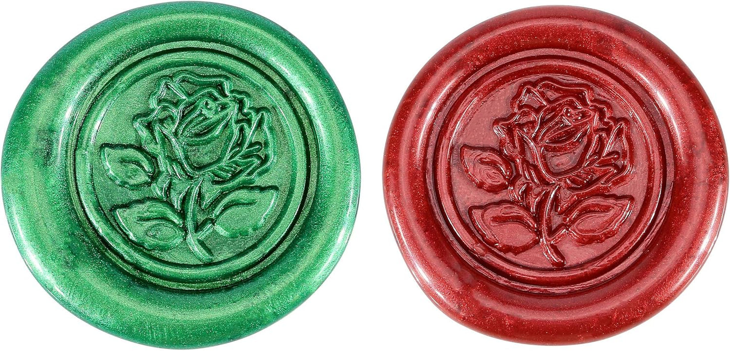 Yoption 12 Pcs Sealing Wax Sticks with Wicks, Antique Metallic Green Red Totem Fire Manuscript Seal Wax for Wax Seal Stamp (Metallic Green+Metallic Red)