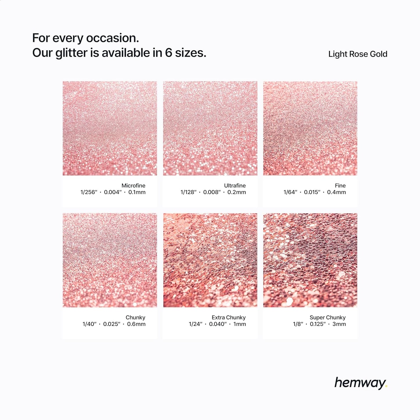 Hemway Polyurethane & Epoxy Resin Glitter 100g / 3.5oz Metallic Crystal Flake Additive for Flooring Jewelry Tumblers Glass Pigment - Chunky (1/40" 0.025" 0.6mm) - Light Rose Gold