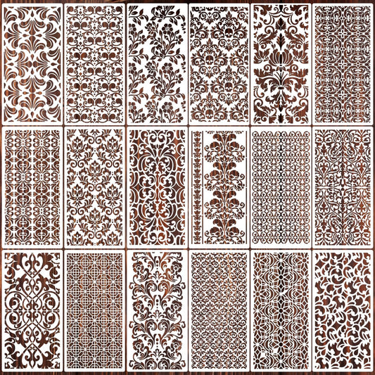 Damask Stencils for Crafts Reusable Texture Stencils Mixed Media Stencil Background Drawing Templates for Painting on Wood Wall Fabrics Crafts Furniture