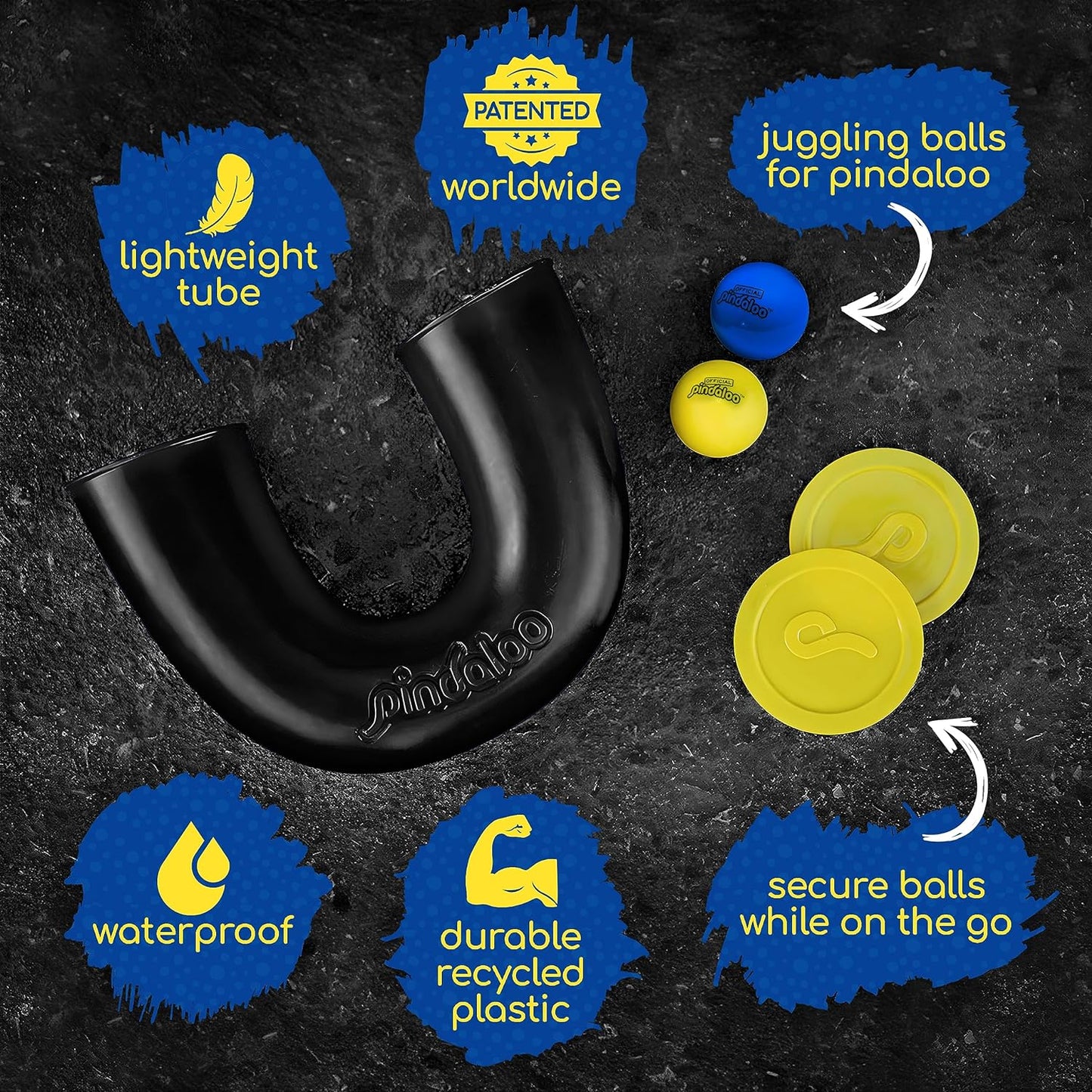 Original pindaloo Skill Game with 2 Balls- Gifts for Kids and Adults Indoor & Outdoor Games, Ball Toys for Boys, Girls, & Teens - Gift Ideas, Fun Stuff, Develops Motor & Juggling Skills (Black Carbon)