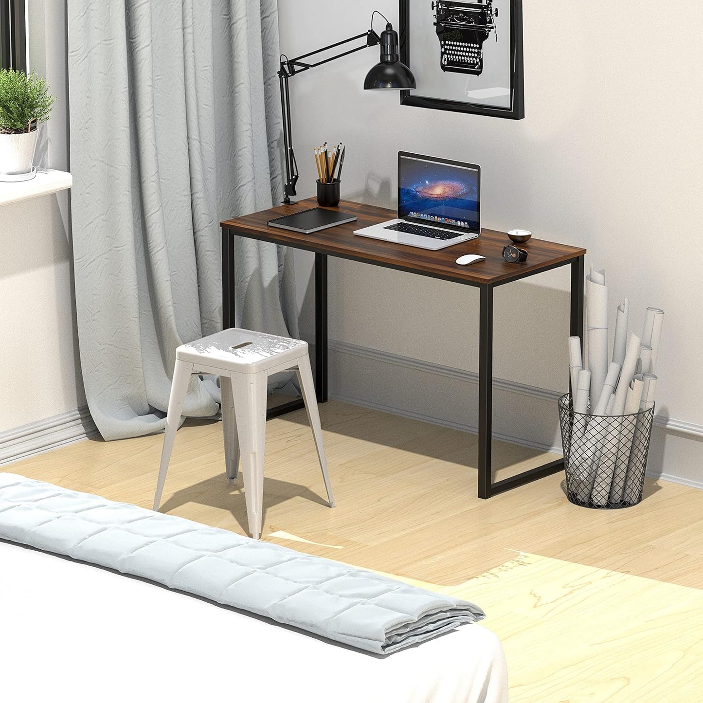 SHW Mission 32-Inch Home Office Computer Desk, Walnut