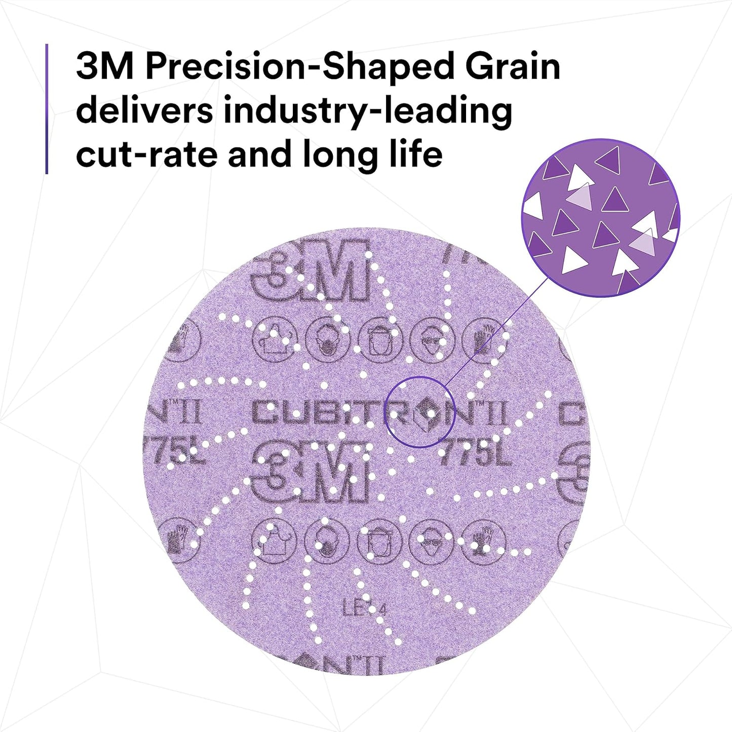 3M Xtract Cubitron II Hookit Clean Sanding Film Disc 775L, 150+, 3 in, Pack of 50 Hook and Loop Sanding Discs for Paint Preparation and Removal, General Sanding, Refining, Blending, and Featheredge