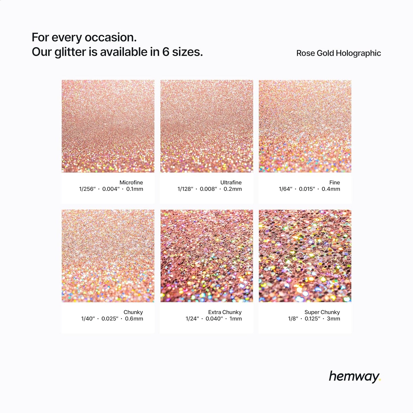 Hemway Glitter for Resin 100g Rose Gold Holographic Metallic Crystals for Epoxy Craft Super Chunky Flakes Tumblers Wax Melt