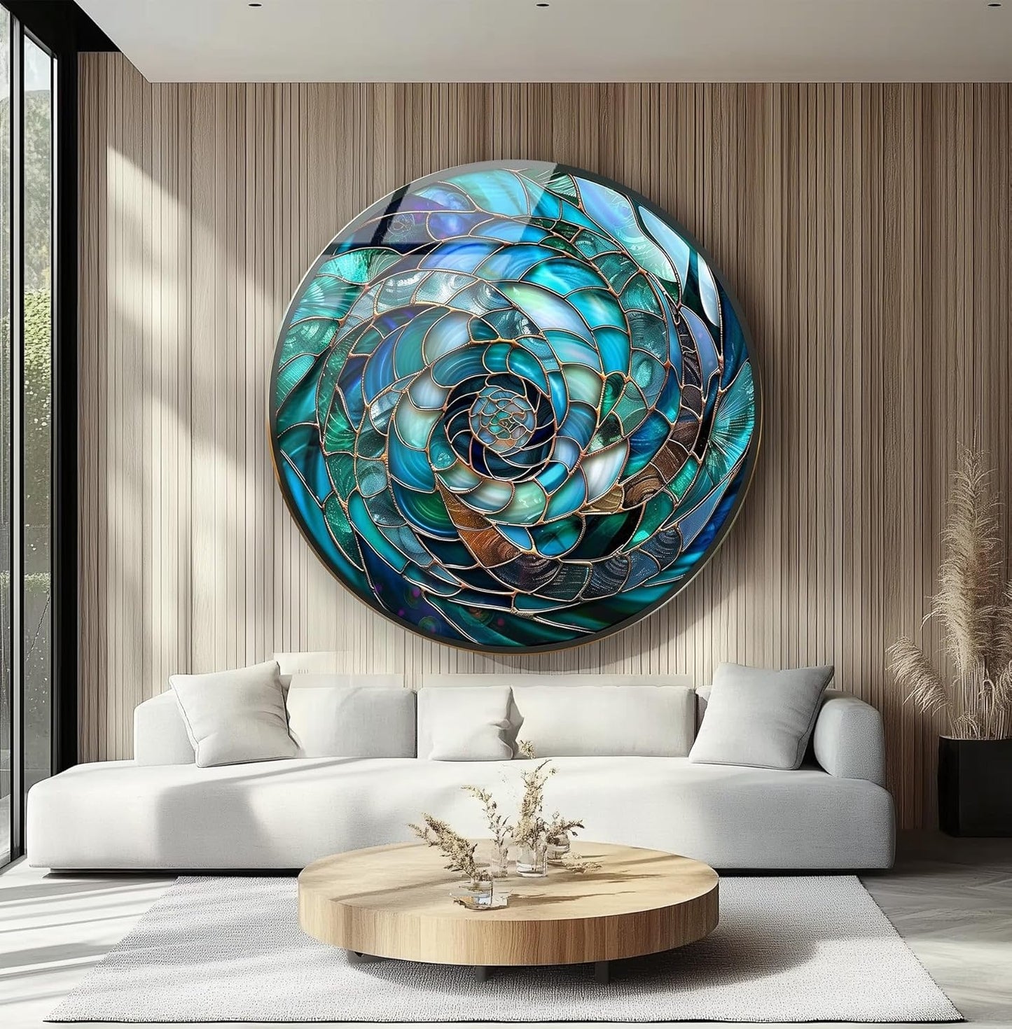 My Photostation.com 31.5''(80cm) Diameter Ocean Vortex Spiral Round Glass Wall Art Tempered Glass Printing Wall Decor Large Wall Art Wall Hangings